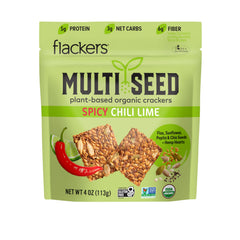 Flackers spicy chili lime crackers on a board, gluten-free and keto-friendly.