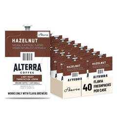 Flavia Alterra Hazelnut Freshpack close-up showing compact packaging for pure flavor.