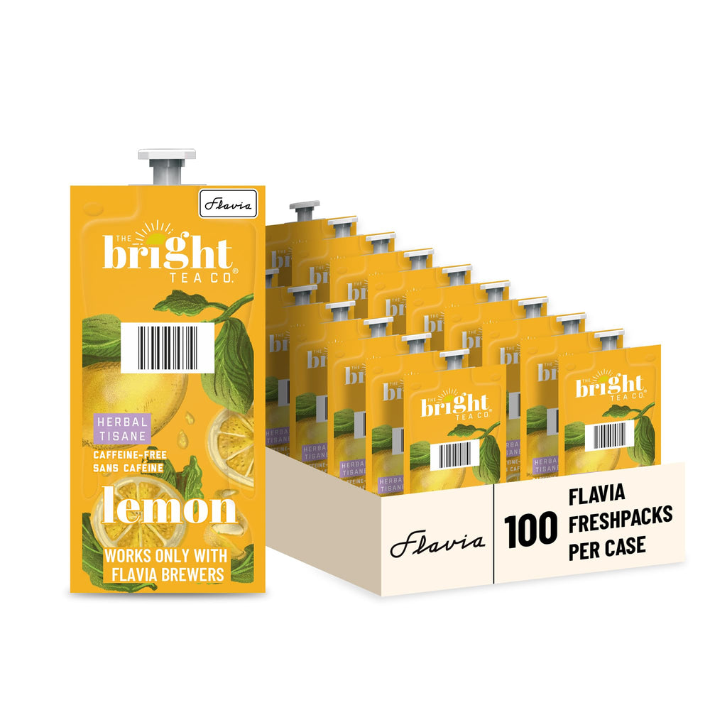 Flavia Bright Tea Co. Lemon Freshpacks box for quick, mess-free brewing