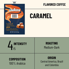Close-up of Lavazza Caramel Freshpack showing 9 g coffee per pack