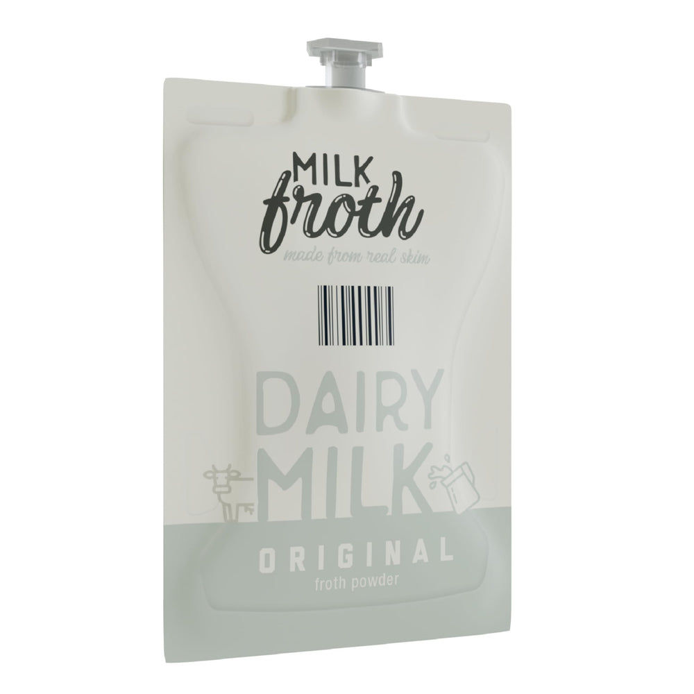 Flavia Mars Alterra Real Milk Froth packaging shows the 72-count box for home frothing.