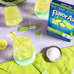 Flavor Aid Singles To Go packaging close-up highlighting convenient single-serve packets.