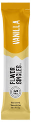 Compact travel packaging of Flavor Singles vanilla packets