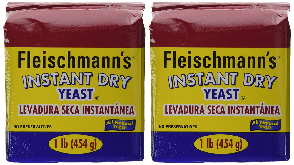 Fleischmann's Instant Yeast packaging shows two 16-ounce bags for quick, reliable baking