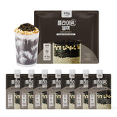 Flimeal Black Sesame protein shake with crunchy balls boosts post-workout satisfaction.