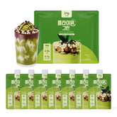 Flimeal GreenTea Matcha shake with crunchy balls in bottle for on-the-go energy.