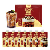 Flimeal Milk Tea Protein Shake poured into a glass showing rich texture and protein focus