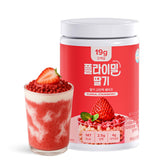Flimeal strawberry protein shake with crunch balls for a delicious snack.