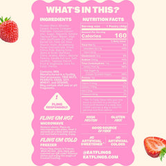 FLINGS Frosted Strawberry bar close-up highlighting soft-baked texture.