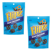 FLIPZ dark chocolate covered pretzels in a 2x6.5 oz pack for on-the-go snacking.