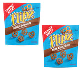 Flipz Milk Chocolate Covered Pretzels two-pack front view for on-the-go snacking.