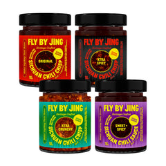 FlyByJing Original Chili Crisp jar, versatile on noodles and eggs.