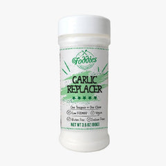 Foddies Garlic Replacer bottle front showing convenient, gut-friendly seasoning option