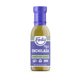 Fody Green Enchilada Sauce bottle close-up shows gut-friendly flavor
