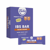 Fody Salted Caramel IBS Snack Bars pack on display for on-the-go, gut-friendly snacking