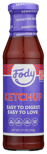 Fody Ketchup jar front with clean label and premium ingredients for everyday meals