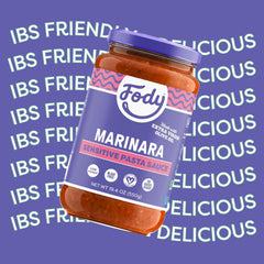 Fody Marinara jar showing gluten-free certification for inclusive meals.