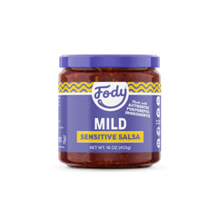 Fody Mild Salsa jar-front view, ideal for quick dips and meals.