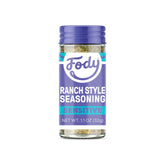 Fody Ranch Seasoning jar closeup with onion-free herbal blend for IBS-friendly flavor