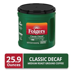 Aromaseal freshness canister close-up with Folgers decaf