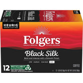 Folgers Black Silk K-Cup pods pack for quick morning brews