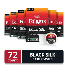 Folgers Black Silk K-Cup Pod box back with flavor notes.