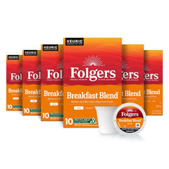 Folgers Breakfast Blend aroma highlights a mild roast for a welcoming morning.