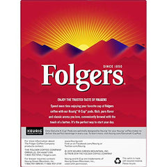 Folgers Classic Roast brewing in a Keurig for a consistent medium roast aroma.