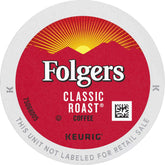 Folgers Classic Roast K-Cup pods in a box, convenient single-serve breakfast option.