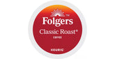 Folgers Classic Roast K-Cup steaming mug for a rich morning ritual.