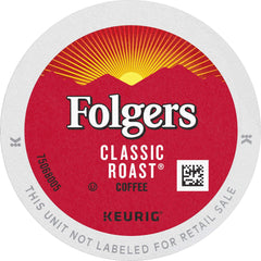 Folgers Classic Roast K-Cup pods front view for quick single-serve mornings.