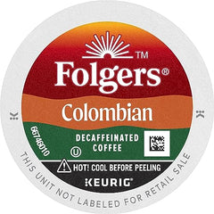 Folgers Colombian Decaf Medium Roast K-Cup pods back packaging
