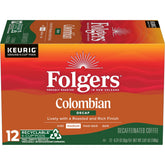 Folgers Colombian Decaf Medium Roast K-Cup pods front view for quick mornings