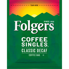 Folgers Classic Decaf mug brew illustrating caffeine-free versatility for any time.
