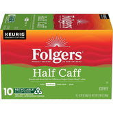 Folgers Half Caff K-Cup pods ready for quick Keurig brews