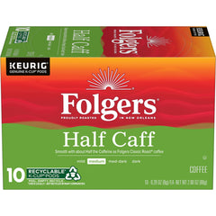Folgers Half Caff K-Cup pods ready for quick Keurig brews