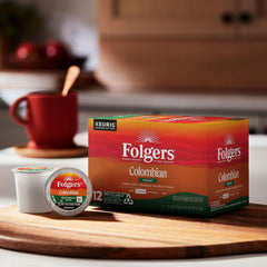 Keurig brewer preparing Folgers pods for a fast brew