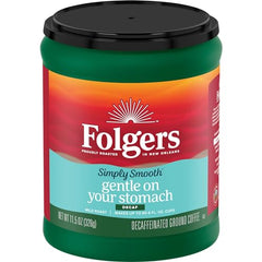 Folgers Simply Smooth Decaf brew in mug ready for a soothing, flavorful sip.
