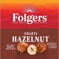 Steaming mug of Folgers Toasty Hazelnut ready to enjoy