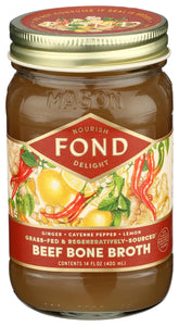 Fond bone broth bottle on display, ready to inspire flavorful meals.
