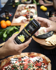 Fonti Di Crodo Limonata label closeup highlighting natural Sicilian lemon juice.
