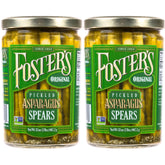 Foster's Pickled Asparagus Spears in a Jar show original flavor, ideal for appetizers.
