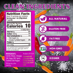 foster's pickled carrots sticks close-up, ideal for a crunchy snack.