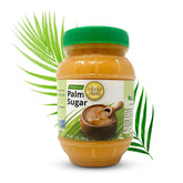 Four Elephants Palm Sugar jar with caramel color, ideal for baking.
