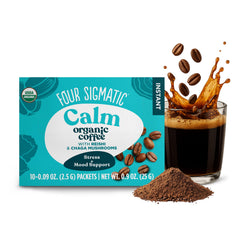Four Sigmatic Calm Organic Instant Coffee packet ready to brew for a balanced start