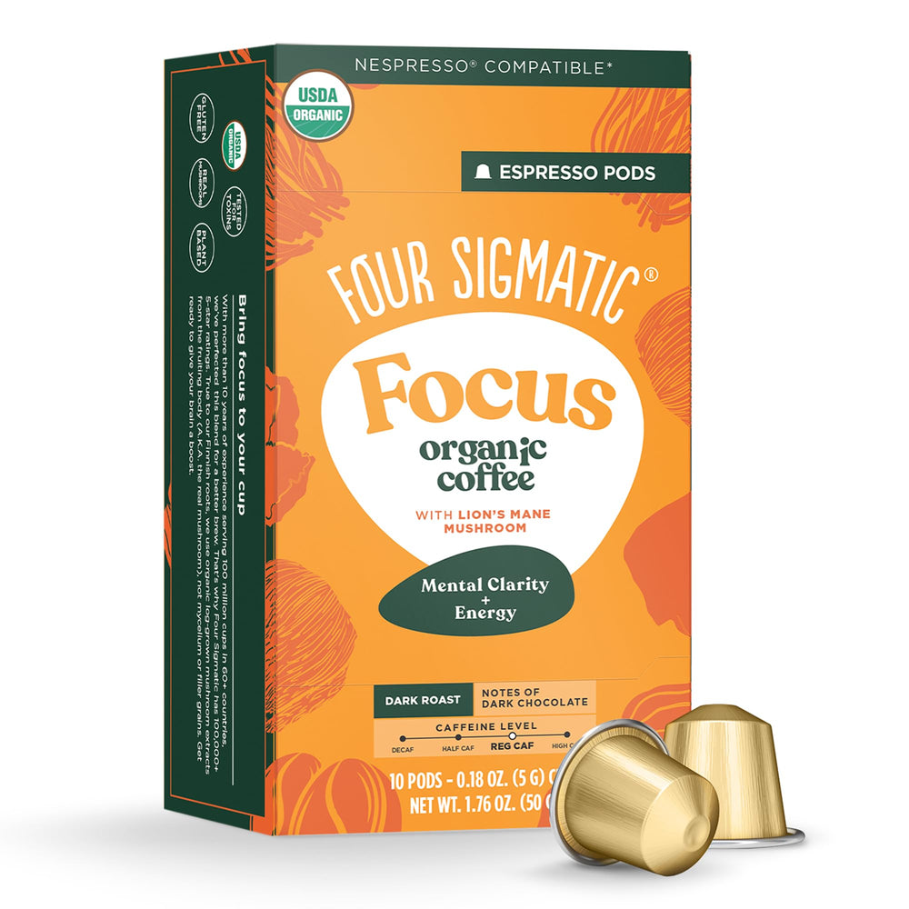 Four Sigmatic Focus coffee pod for focus-enhancing dark roast.