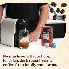 Four Sigmatic Focus dark roast cup with chocolate notes and smooth finish.