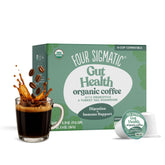 Four Sigmatic Gut Health coffee pods medium roast with Chaga for antioxidant flavor