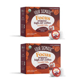 Four Sigmatic High Caffeine coffee packaging with sustainable pods for quick mornings.