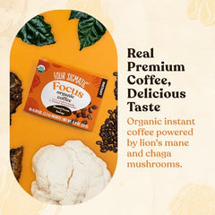 Four Sigmatic Lion's Mane coffee packet closeup supports quick, ritual-ready focus before work.